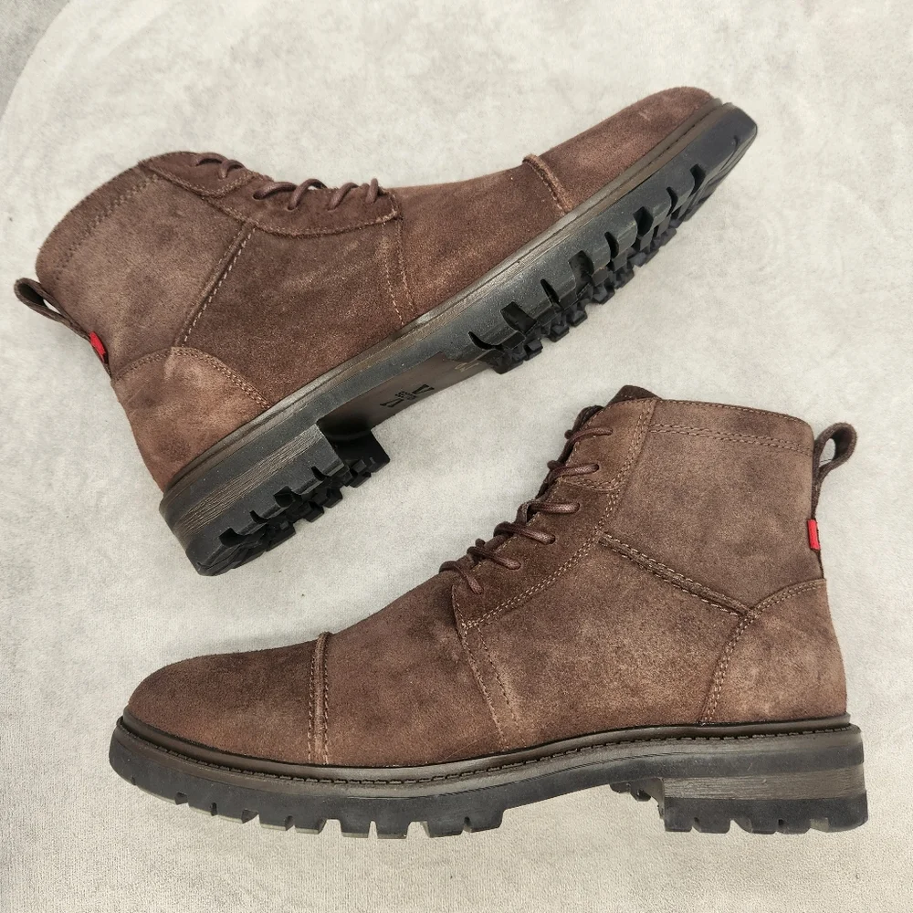 Section X Ankle Boots Men's 8.5 Chocolate Brown Suede Braxton Biker New $135